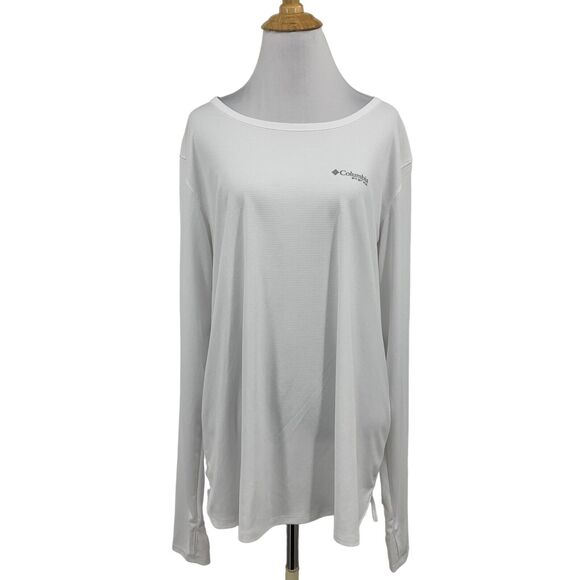 Columbia Shirt Womens Extra Large White PFG Skiff Guide Knit Long Sleeve UPF 40 - Picture 1 of 11
